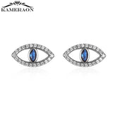 925 Silver Big Lucky Evil Eye Stud Earrings Zircon Jewelry Women Gift