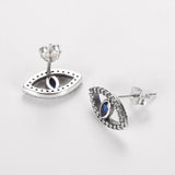 925 Silver Big Lucky Evil Eye Stud Earrings Zircon Jewelry Women Gift
