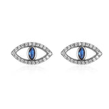 925 Silver Big Lucky Evil Eye Stud Earrings Zircon Jewelry Women Gift