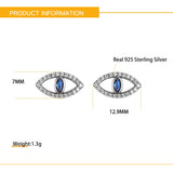 925 Silver Big Lucky Evil Eye Stud Earrings Zircon Jewelry Women Gift
