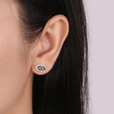 925 Silver Big Lucky Evil Eye Stud Earrings Zircon Jewelry Women Gift