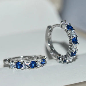 925 Silver Round Zircon Earrings Micro Pave Wedding Jewelry