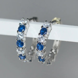 925 Silver Round Zircon Earrings Micro Pave Wedding Jewelry