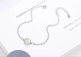925 Silver Chain Bracelet Chalcedony Moonlight Stone Bangle