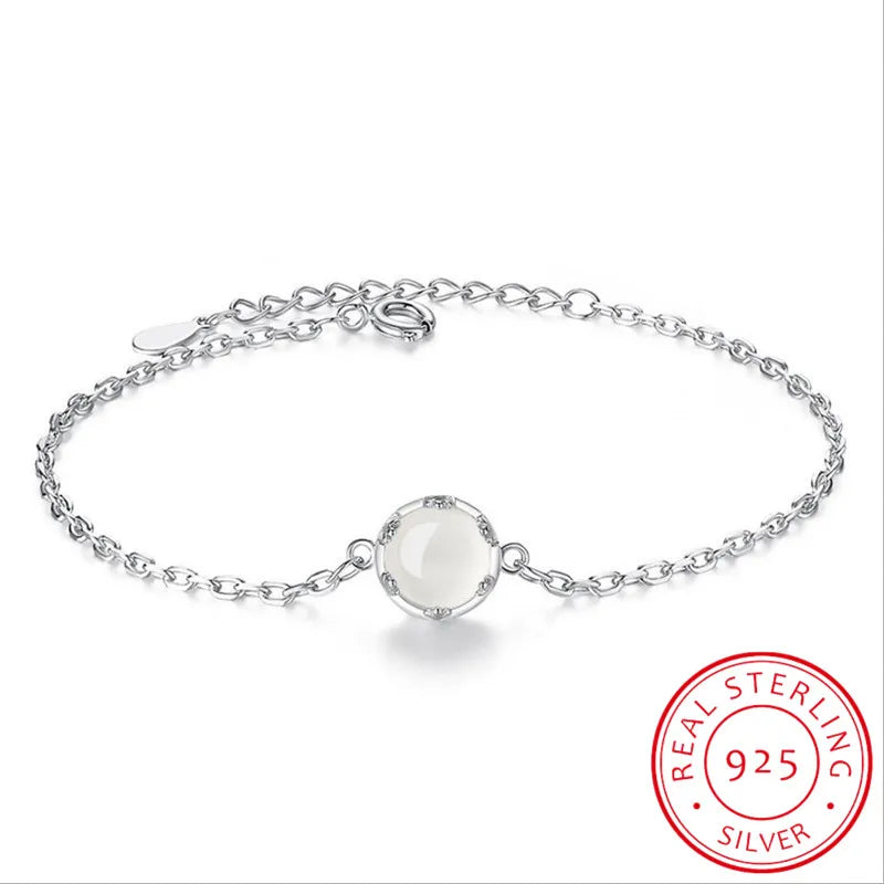 925 Silver Chalcedony Moonstone Bracelet for Women