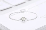 925 Silver Chain Bracelet Chalcedony Moonlight Stone Bangle