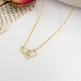 925 Silver Double-Layer Square Necklace Diamond Geometric Chain Gift