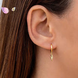 925 Silver Lightning Bolt CZ Huggie Earrings