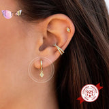 925 Silver Lightning Bolt CZ Huggie Earrings
