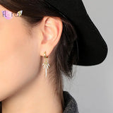 925 Silver Lightning Bolt CZ Huggie Earrings