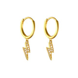 925 Silver Lightning Bolt CZ Huggie Earrings
