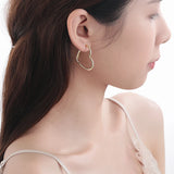 925 Silver Love Heart Hoop Earrings Two Colors S-E926