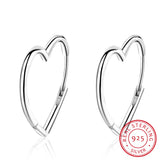 925 Silver Love Heart Hoop Earrings Two Colors S-E926