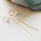 925 Silver Pearl Tassel Ear Line Cute/Romantic Earrings