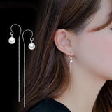 925 Silver Pearl Tassel Ear Line Cute/Romantic Earrings