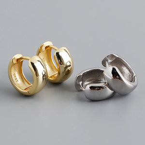 925 Sterling Silver Wide Hoop Earrings for Men Women Punk