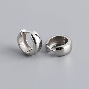 925 Sterling Silver Wide Hoop Earrings for Men Women Punk