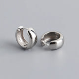 925 Sterling Silver Wide Hoop Earrings for Men Women Punk