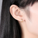 925 Silver Leaf Hoop Earrings Small Round Party Ear Rings Casual Jewelry