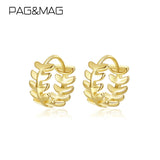 925 Silver Leaf Hoop Earrings Small Round Party Ear Rings Casual Jewelry