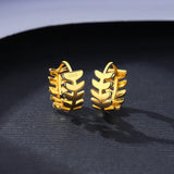 925 Silver Leaf Hoop Earrings Small Round Party Ear Rings Casual Jewelry