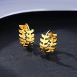 925 Silver Leaf Hoop Earrings Small Round Party Ear Rings Casual Jewelry