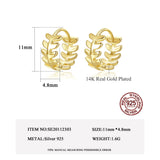 925 Silver Leaf Hoop Earrings Small Round Party Ear Rings Casual Jewelry