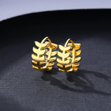 925 Silver Leaf Hoop Earrings Small Round Party Ear Rings Casual Jewelry