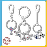 925 Silver Key Ring Bag Charm Holder for Women Jewelry Making