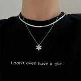 925 Silver Flower Pendant Necklace For Women Girl Jewelry Choker