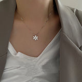 925 Silver Flower Pendant Necklace For Women Girl Jewelry Choker
