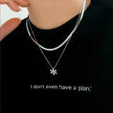 925 Silver Flower Pendant Necklace For Women Girl Jewelry Choker