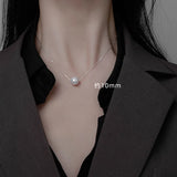 925 Silver Pearl Pendant Necklace Round Jewelry for Women