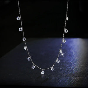 925 Silver Multi-Zircon Pendant Choker Necklace Set NK047
