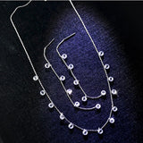 925 Silver Multi-Zircon Pendant Choker Necklace Set NK047