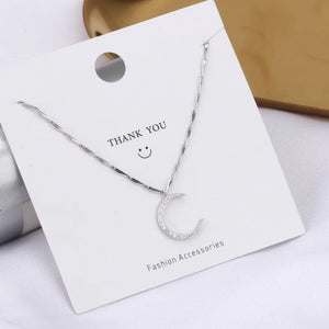 925 Silver Star & Moon Zircon Necklace for Women Wedding Gift