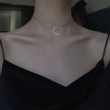925 Silver Star & Moon Zircon Necklace for Women Wedding Gift