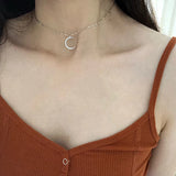 925 Silver Star & Moon Zircon Necklace for Women Wedding Gift