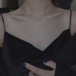 925 Silver Star & Moon Zircon Necklace for Women Wedding Gift