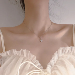 925 Silver Sun Flower Necklace Women Clavicle Chain Beach Jewelry