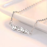925 Silver Leaf Necklace For Women Girl Birthday Gift S-N244