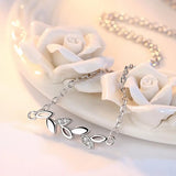 925 Silver Leaf Necklace For Women Girl Birthday Gift S-N244