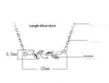 925 Silver Zirconia Leaf Necklace Women Birthday Gift S-N244