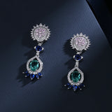925 Silver Opal and Diamond Oval Earrings