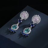 925 Silver Opal and Diamond Oval Earrings
