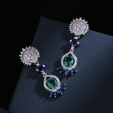 925 Silver Opal and Diamond Oval Earrings