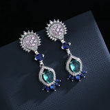 925 Silver Opal and Diamond Oval Earrings