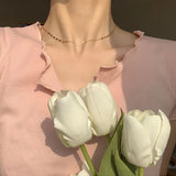 925 Silver Peach Heart Choker Necklace Beads Clavicle Chain Women Gift