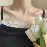 925 Silver Peach Heart Choker Necklace Beads Clavicle Chain Women Gift
