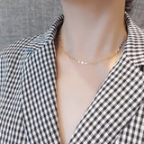 925 Silver Peach Heart Choker Necklace Beads Clavicle Chain Women Gift